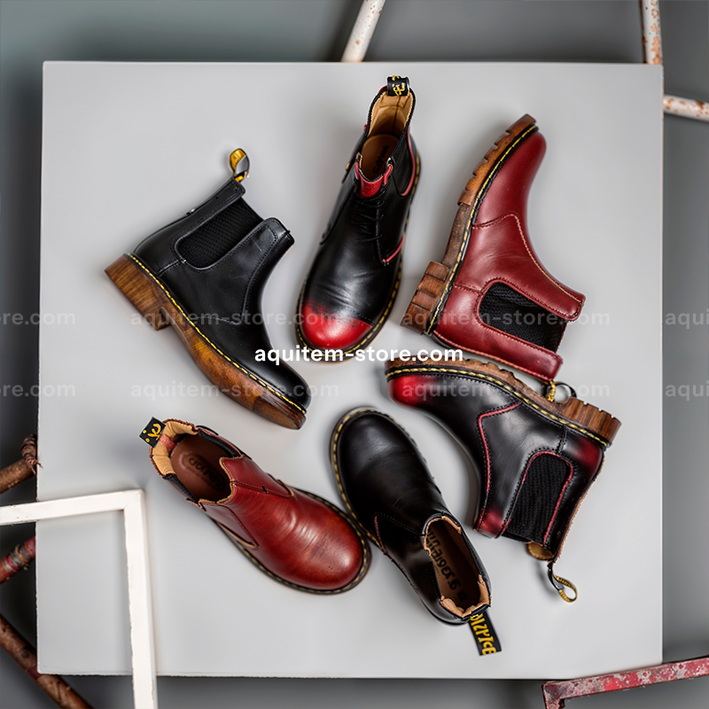 Botas Martin de Couro Bovino de Salto Grosso Estilo Outono para Mulheres