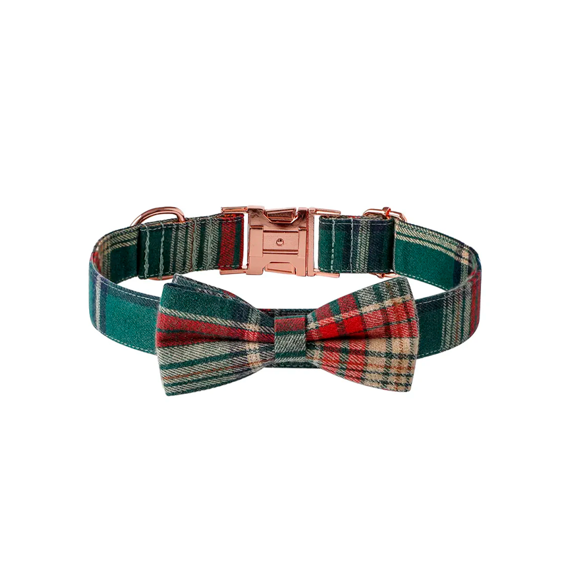 Coleira de Natal para Cães com Fivela em Ouro Rosa