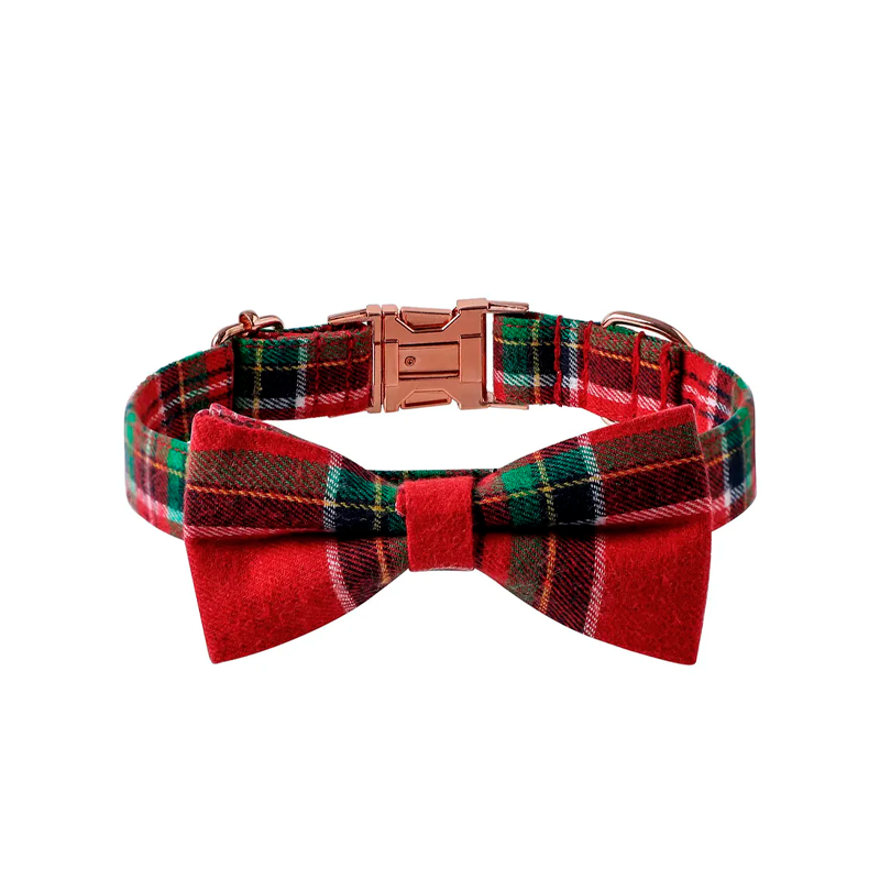 Coleira de Natal para Cães com Fivela em Ouro Rosa