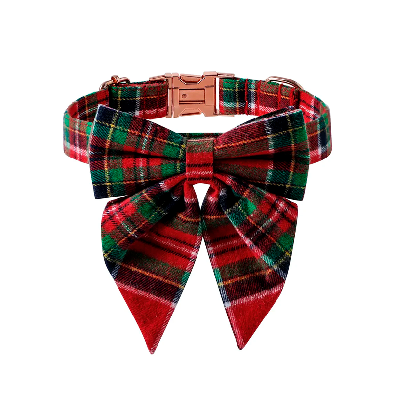 Coleira de Natal para Cães com Fivela em Ouro Rosa