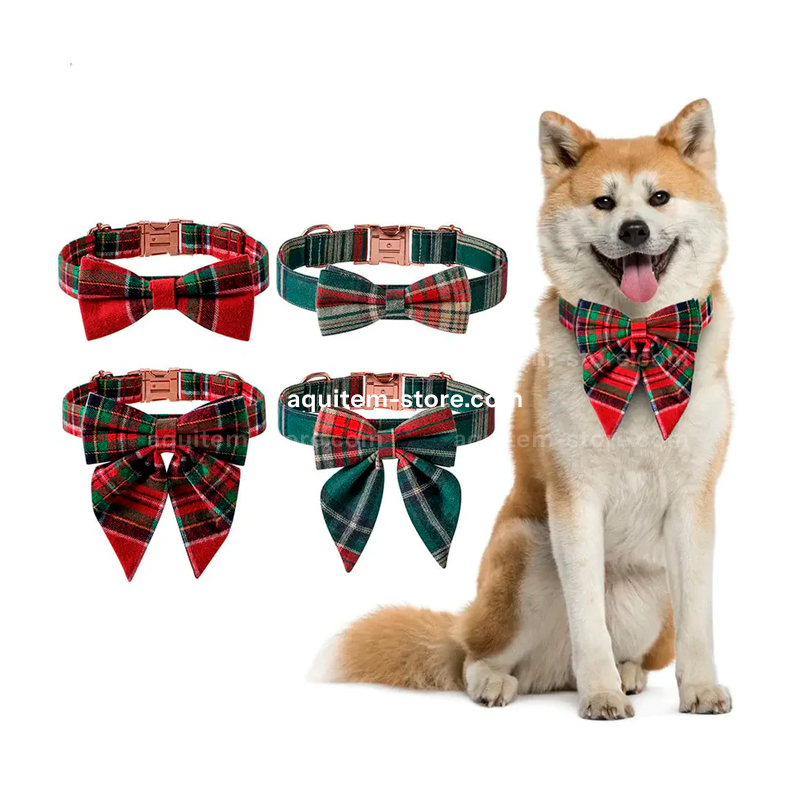 Coleira de Natal para Cães com Fivela em Ouro Rosa