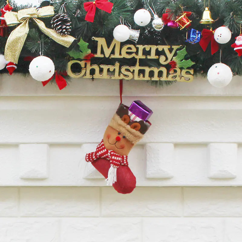 Saco de Presente de Meia de Natal e Decorações de Árvore