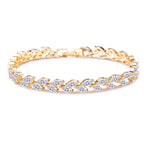 Pulseira Minimalista de Folha de Salgueiro com Pedras de Zircônia AAA